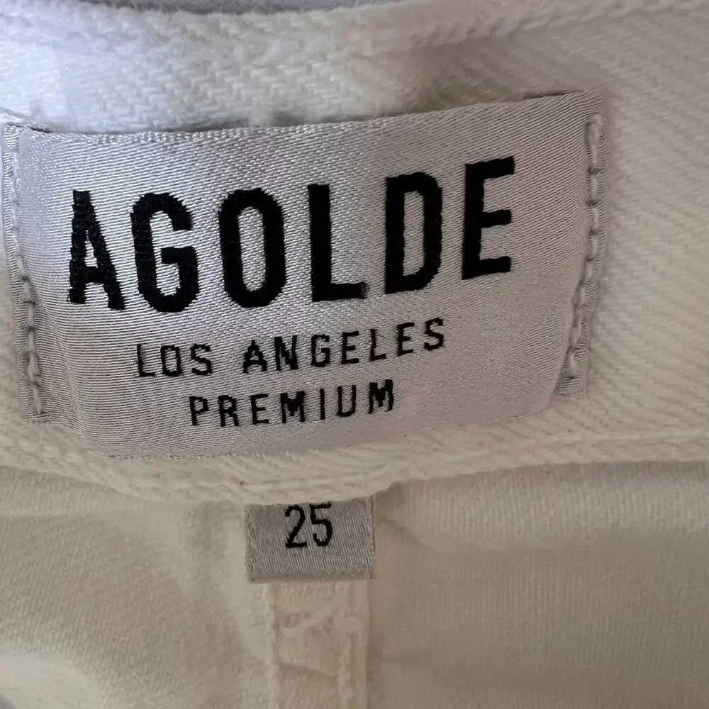 Revolve Agolde Jeans Womens Size 25 White 90's Fit Button Fly Destroyed Detail